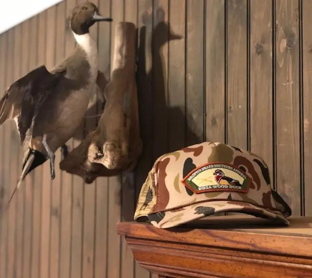 Old School Roped Camo Wood Duck Patch Logo Hat